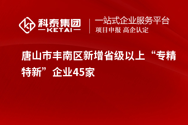 唐山市豐南區(qū)新增省級以上“專精特新”企業(yè)45家