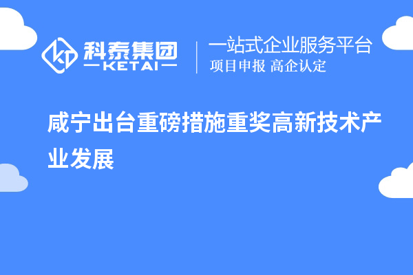 咸寧出臺重磅措施重獎高新技術產業發展