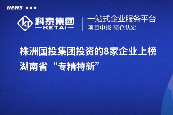 株洲國投集團投資的8家企業上榜湖南省“專精特新”