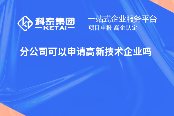 分公司可以申請高新技術企業嗎