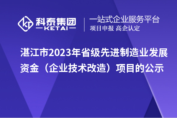 湛江市2023年省級先進制造業(yè)發(fā)展資金（企業(yè)技術改造）項目的公示