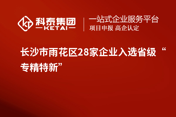 長(zhǎng)沙市雨花區(qū)28家企業(yè)入選省級(jí)“專精特新”