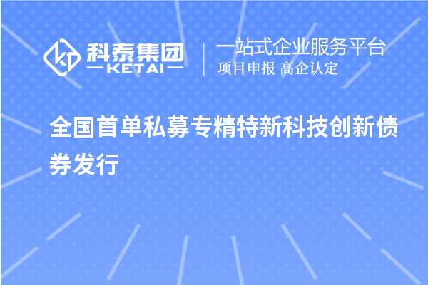 全國首單私募專精特新科技創新債券發行