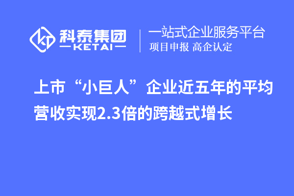 上市“小巨人”企業近五年的平均營收實現2.3倍的跨越式增長