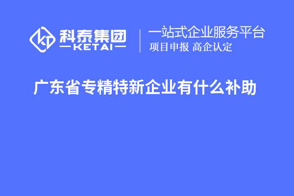 廣東省專精特新企業有什么補助