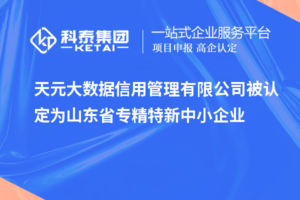 天元大數(shù)據(jù)信用管理有限公司被認(rèn)定為山東省專(zhuān)精特新中小企業(yè)