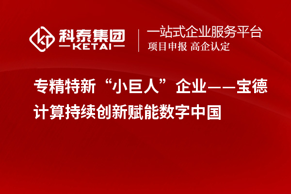 專精特新“小巨人”企業——寶德計算持續創新賦能數字中國