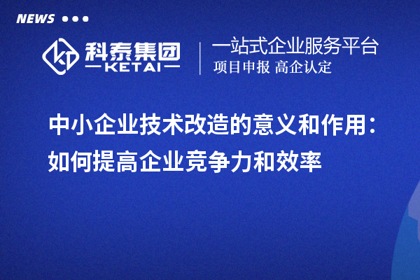 中小企業(yè)技術(shù)改造的意義和作用：如何提高企業(yè)競(jìng)爭(zhēng)力和效率