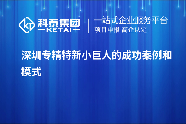 深圳專精特新小巨人的成功案例和模式