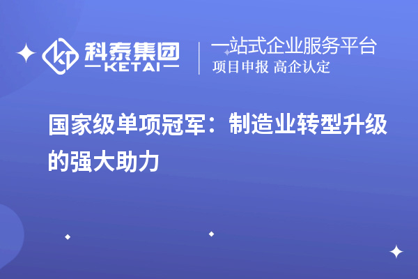 國家級單項冠軍：制造業轉型升級的強大助力