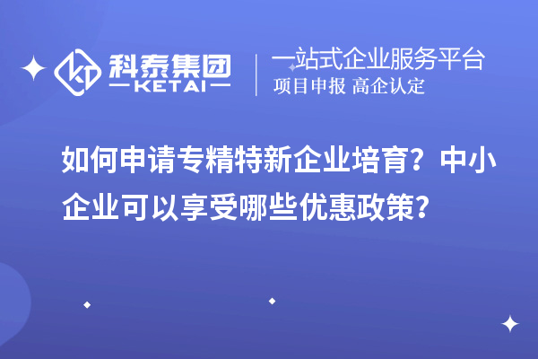 如何申請專精特新企業培育？中小企業可以享受哪些優惠政策？