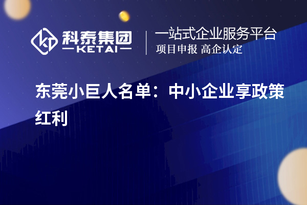 東莞小巨人名單：中小企業享政策紅利