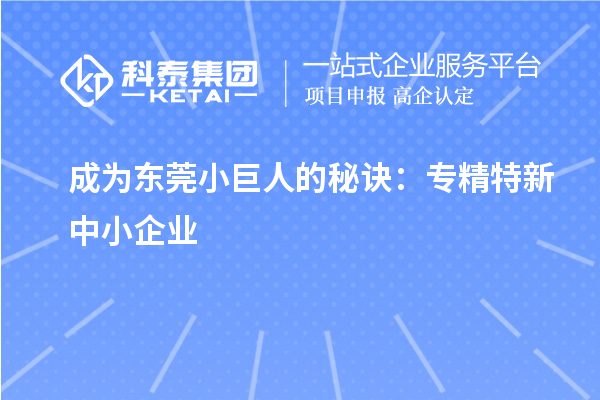 成為東莞小巨人的秘訣：專精特新中小企業