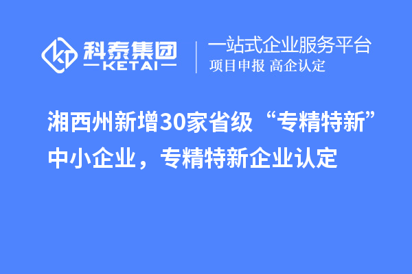 湘西州新增30家省級 “專精特新”中小企業(yè)，專精特新企業(yè)認定