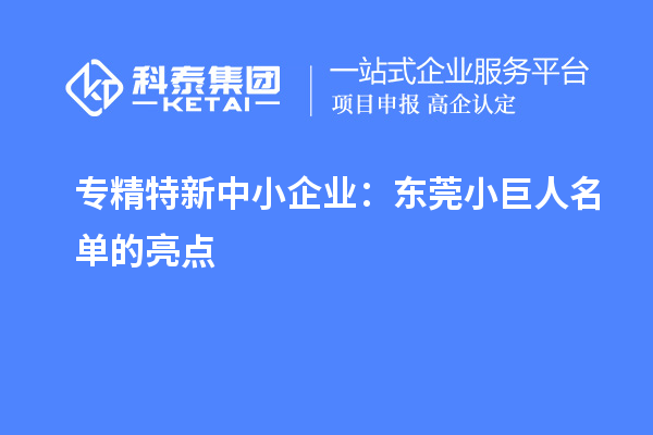 專精特新中小企業：東莞小巨人名單的亮點