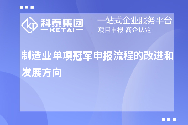 制造業單項冠軍申報流程的改進和發展方向