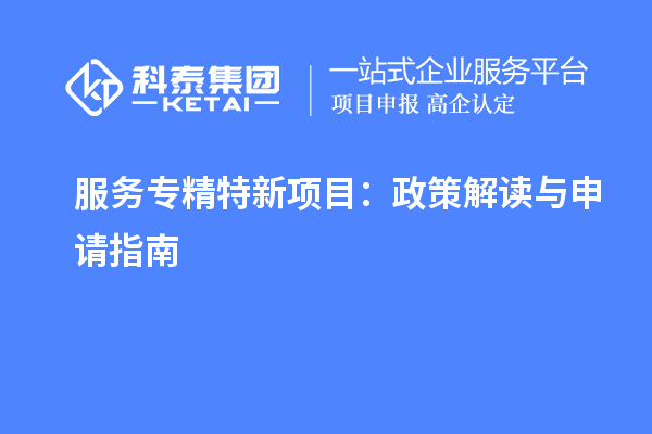 服務(wù)專精特新項目：政策解讀與申請指南