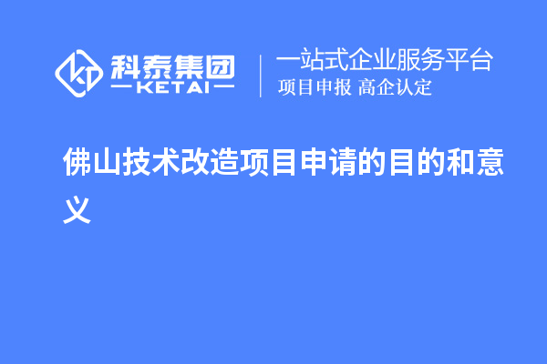 佛山技術改造項目申請的目的和意義