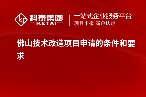 佛山技術改造項目申請的條件和要求