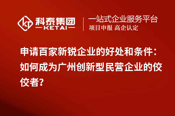 申請(qǐng)百家新銳企業(yè)的好處和條件：如何成為廣州創(chuàng)新型民營企業(yè)的佼佼者？