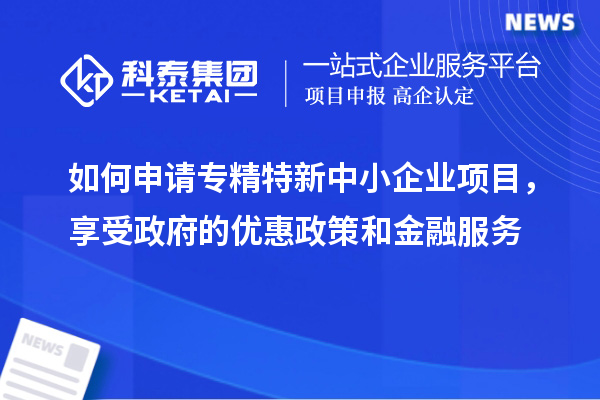 如何申請專精特新中小企業項目，享受政府的優惠政策和金融服務