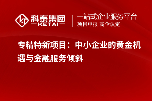 專精特新項目：中小企業的黃金機遇與金融服務傾斜