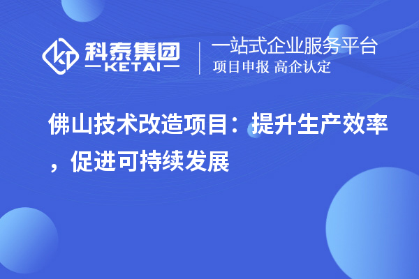  佛山技術改造項目：提升生產效率，促進可持續發展