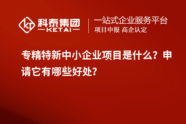 專精特新中小企業項目是什么？申請它有哪些好處？