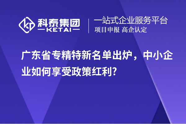 廣東省專精特新名單出爐，中小企業如何享受政策紅利?