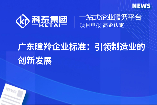 廣東瞪羚企業標準：引領制造業的創新發展