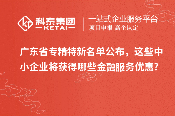 廣東省專精特新名單公布，這些中小企業(yè)將獲得哪些金融服務(wù)優(yōu)惠?