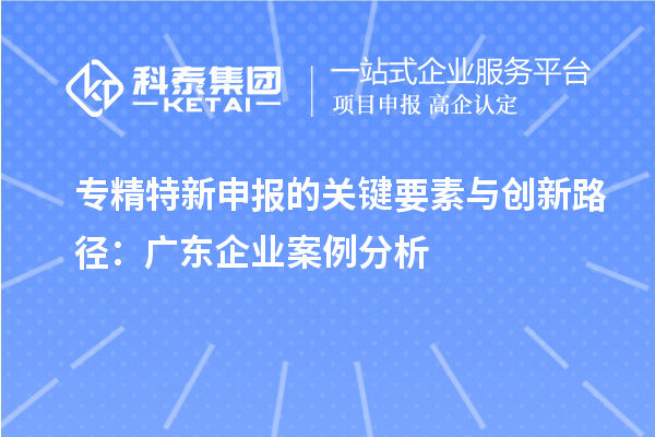 專精特新申報的關鍵要素與創新路徑：廣東企業案例分析