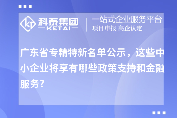 廣東省專精特新名單公示，這些中小企業將享有哪些政策支持和金融服務?