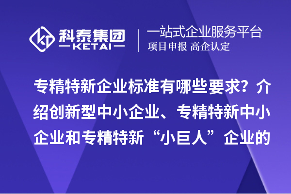 專精特新企業(yè)標準有哪些要求？介紹創(chuàng)新型中小企業(yè)、專精特新中小企業(yè)和專精特新“小巨人”企業(yè)的評價和認定標準