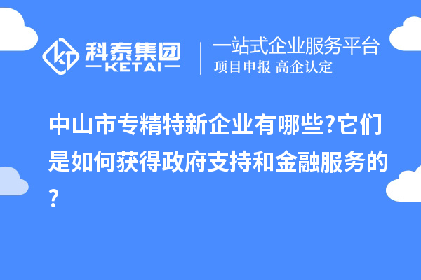 中山市專精特新企業(yè)有哪些?它們是如何獲得政府支持和金融服務的?