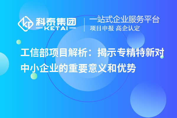 工信部項目解析：揭示專精特新對中小企業的重要意義和優勢