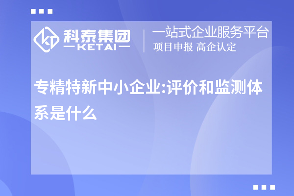 專精特新中小企業:評價和監測體系是什么