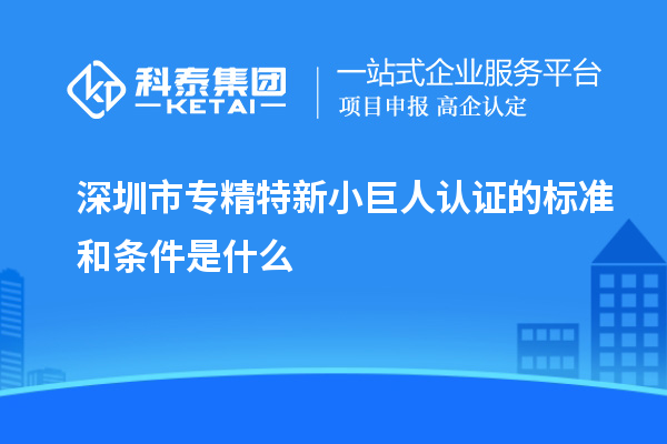 深圳市專精特新小巨人認證的標準和條件是什么