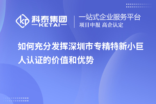 如何充分發揮深圳市專精特新小巨人認證的價值和優勢