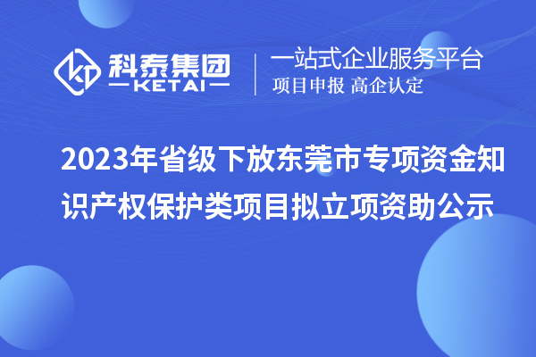 2023年省級下放東莞市專項資金知識產(chǎn)權(quán)保護(hù)類項目擬立項資助公示