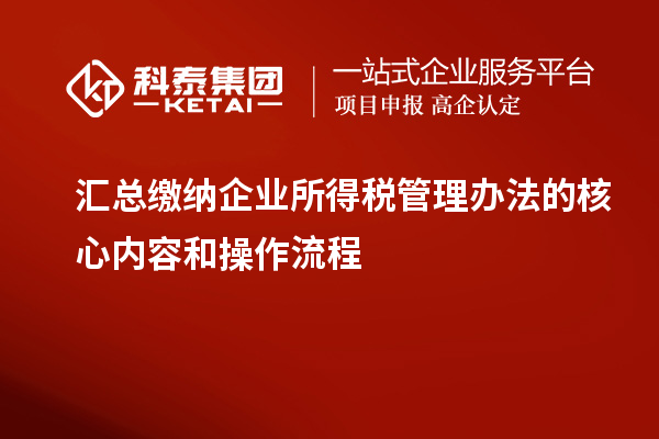 匯總繳納企業所得稅管理辦法的核心內容和操作流程