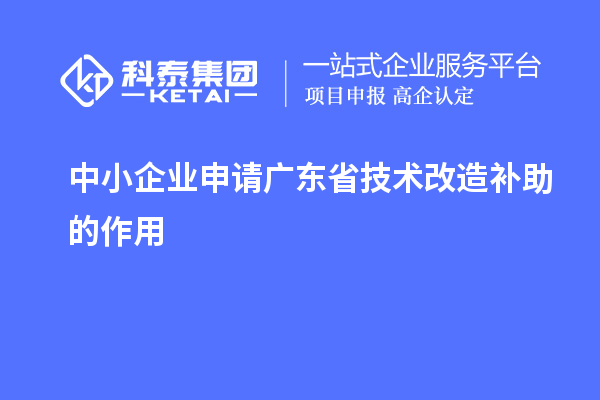 中小企業申請廣東省技術改造補助的作用