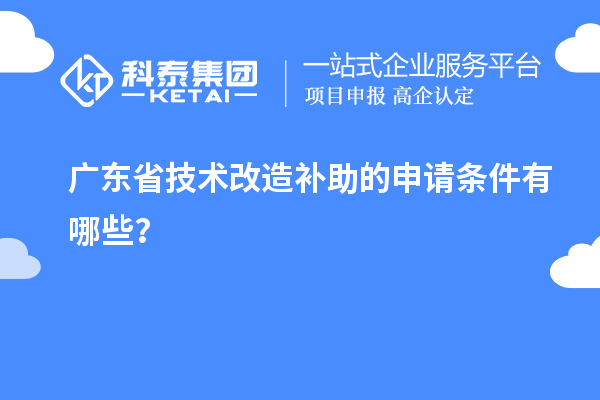 廣東省技術改造補助的申請條件有哪些？