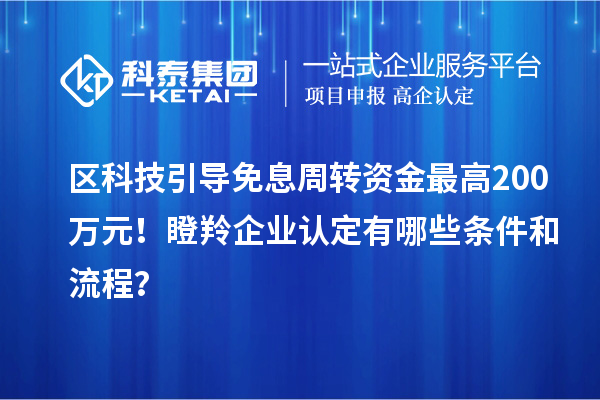 區科技引導免息周轉資金最高200萬元！瞪羚企業認定有哪些條件和流程？