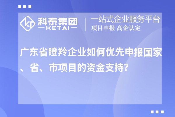 廣東省瞪羚企業如何優先申報國家、省、市項目的資金支持？