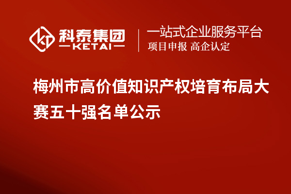 梅州市高價值知識產權培育布局大賽五十強名單公示