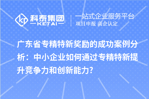 廣東省專精特新獎勵的成功案例分析：中小企業如何通過專精特新提升競爭力和創新能力?