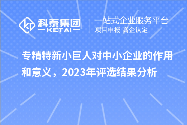 專精特新小巨人對中小企業的作用和意義，2023年評選結果分析