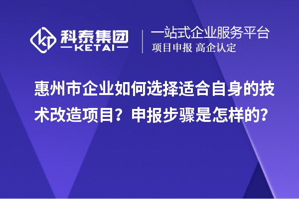 惠州市企業如何選擇適合自身的技術改造項目？申報步驟是怎樣的？