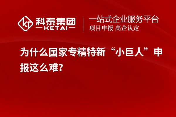 為什么國家專精特新“小巨人”申報這么難？